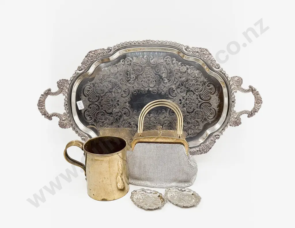 Ornate S/P Double Handled Tray with Assorted Image 1++