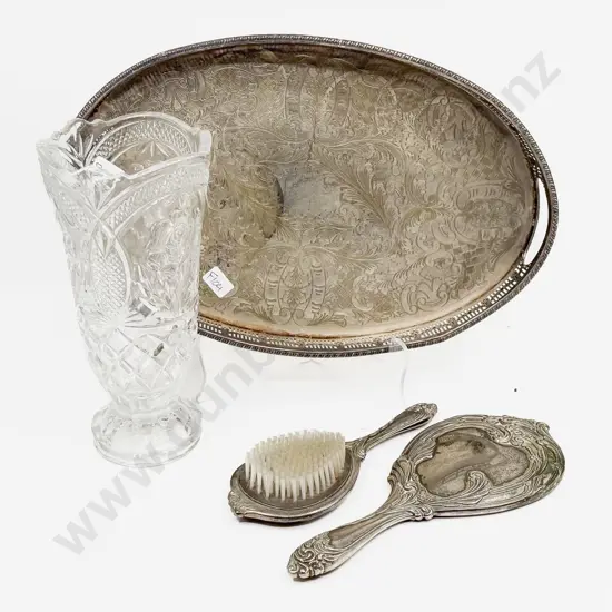 Oval Gallery S/P Tray together with Vanity Mirror & Brush etc