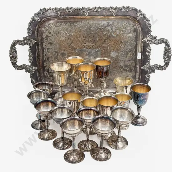 S/P Double Handled Tray & Assorted S/P Goblets