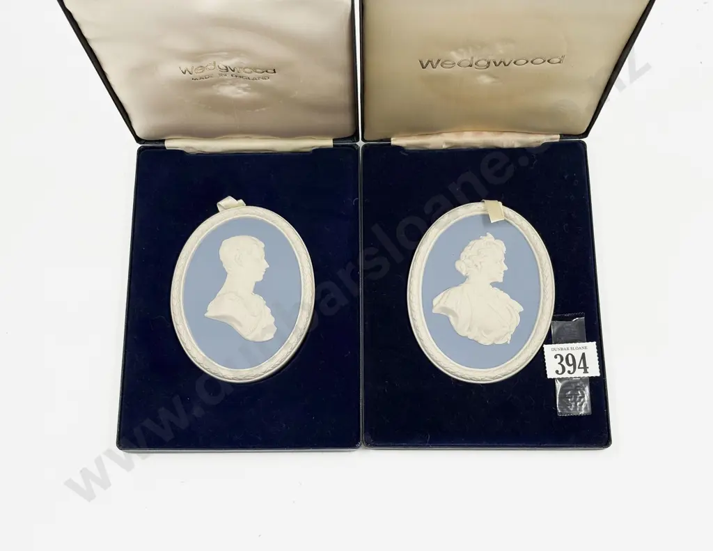 Two Wedgwood Royal Comm. Plaques in Presentation Cases Image 1++