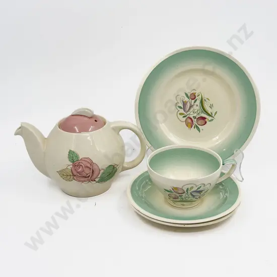 Susie Cooper Teapot together with Susie Cooper Trio