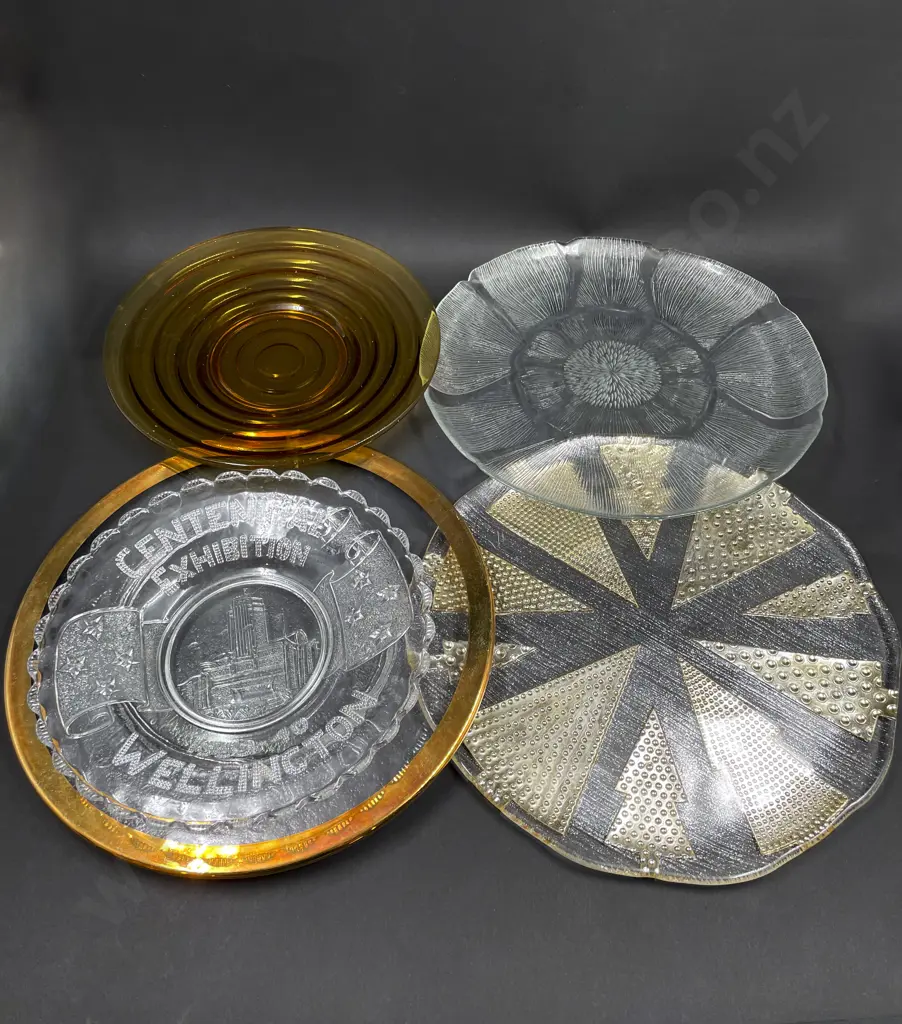 Four Assorted Glasses Dishes incl Wellington Centennial Exhibition Image 1++