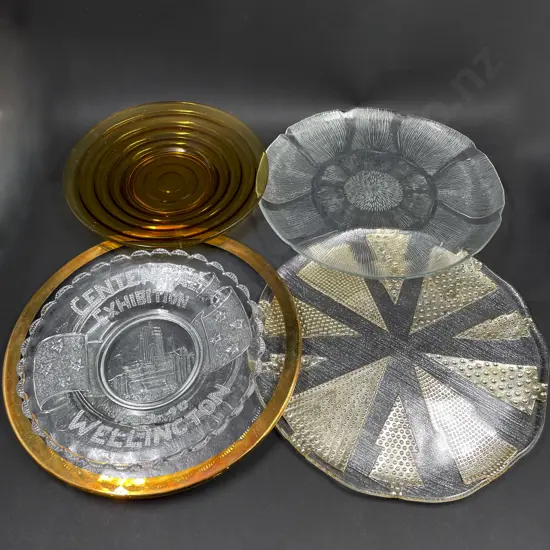Four Assorted Glasses Dishes incl Wellington Centennial Exhibition