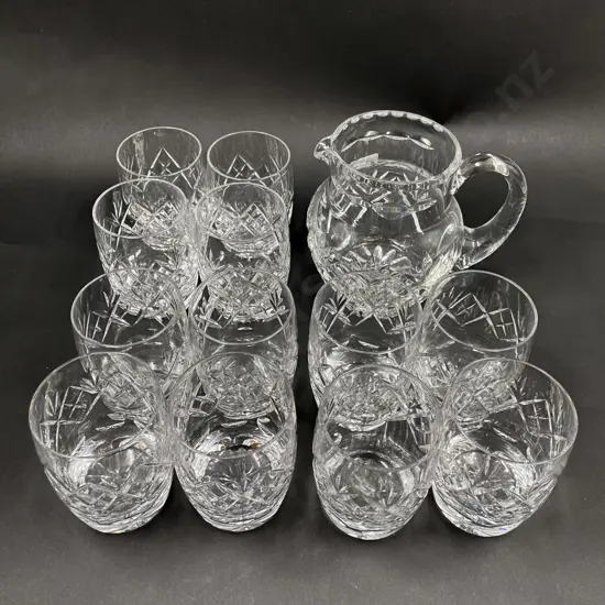 Qty of Webb Corbett Tumblers together with Jug