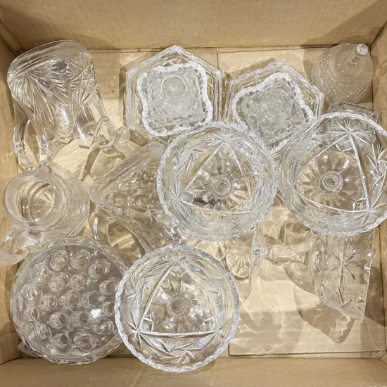 Box of Assorted Crystal & Glass Ware