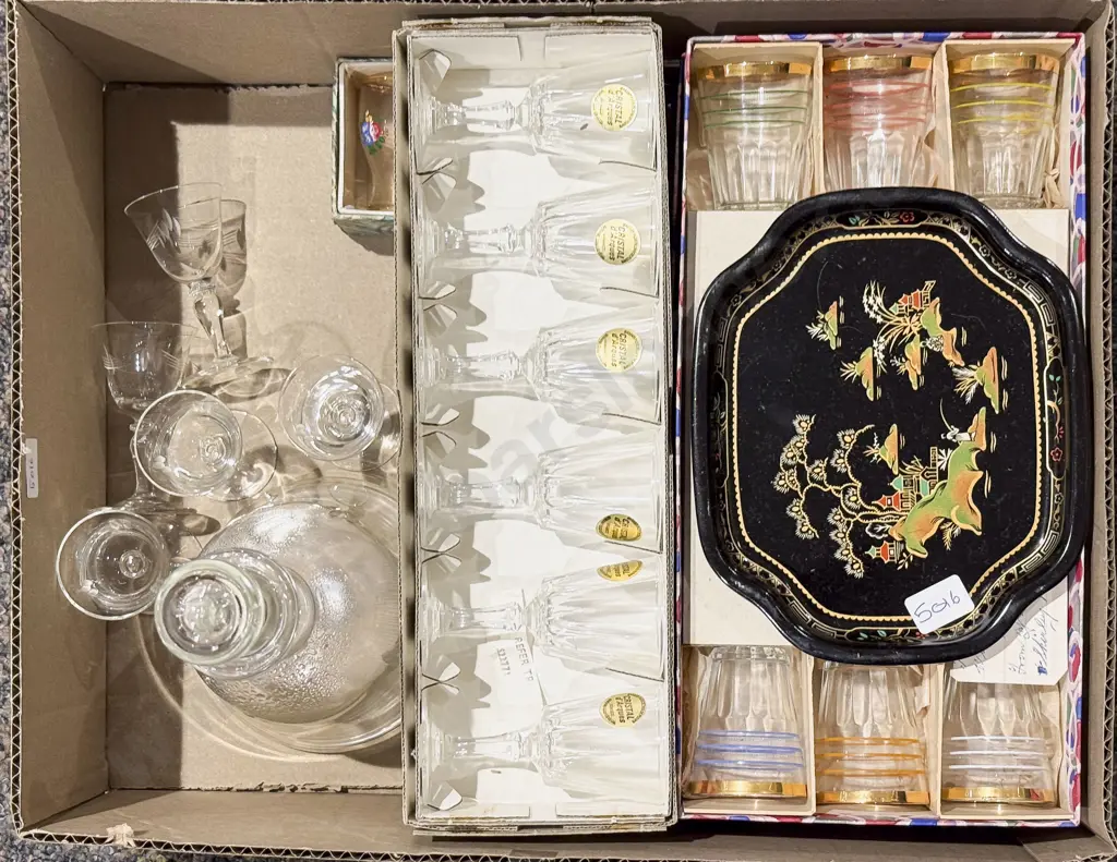 Qty of Assorted Boxed Crystal & Glass Ware together with Etched Glass Decanter etc Image 1++