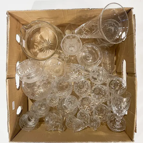 Box of Assorted Crystal & Glass Ware