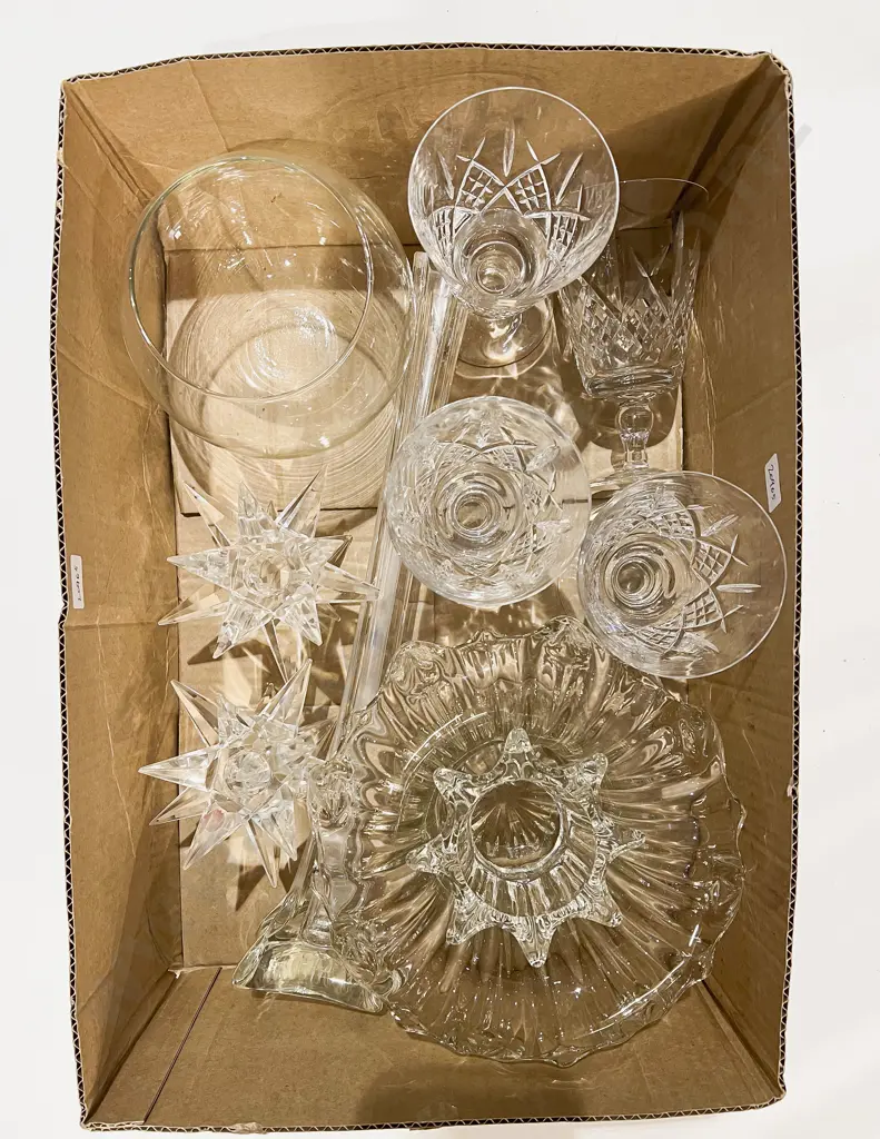 Qty of Crystal & Glass Ware together with Stem Vase & Candle Holders Image 1++