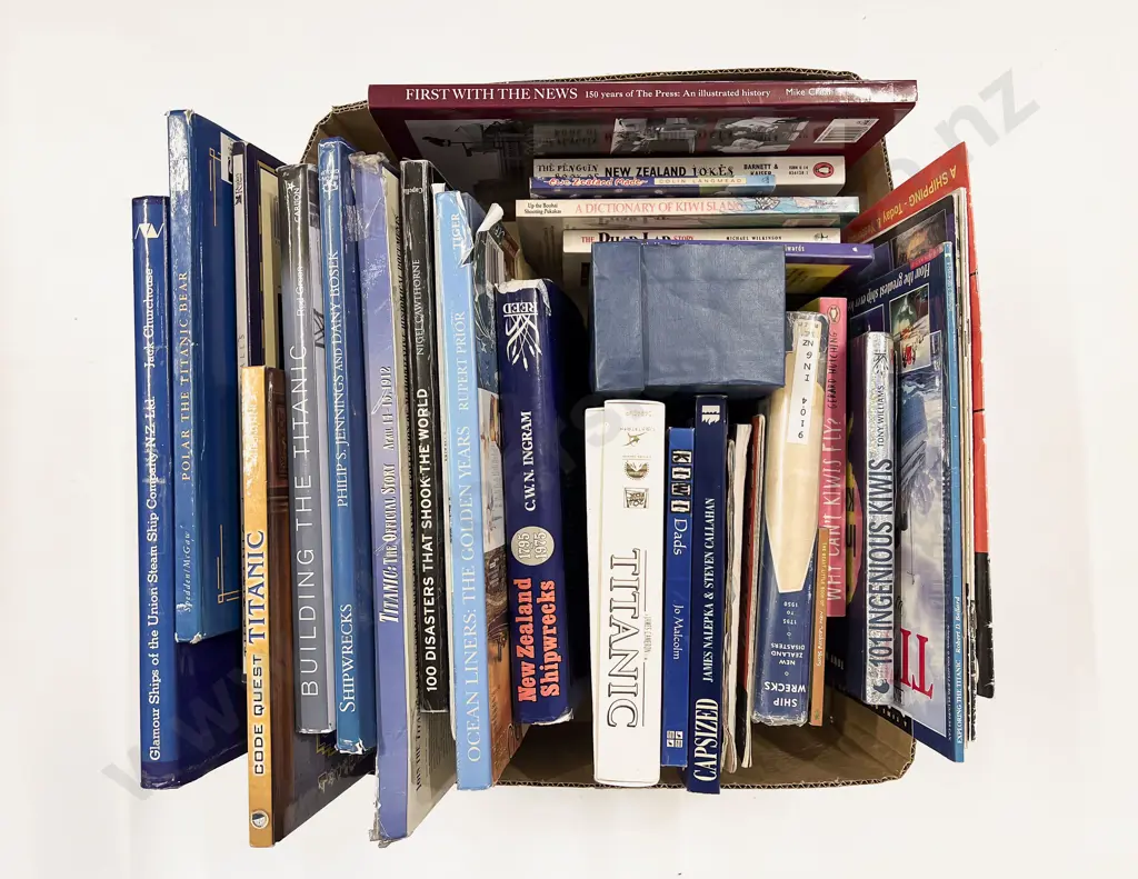 Box of Assorted Titanic & Other Shipwreck Reference Volumes Image 1++