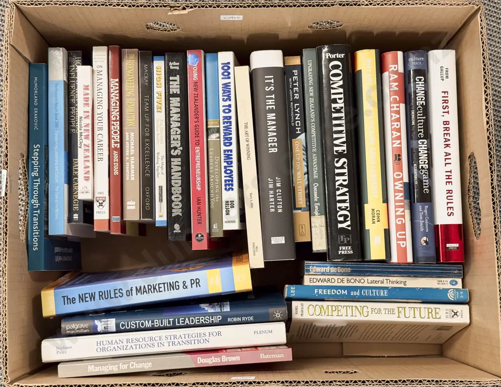 Box of Assorted Corporate Strategy Reference Books Image 1++