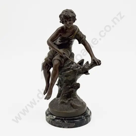 Par F. Moreau Reproduction Bronze Figure "Bonne Peche"