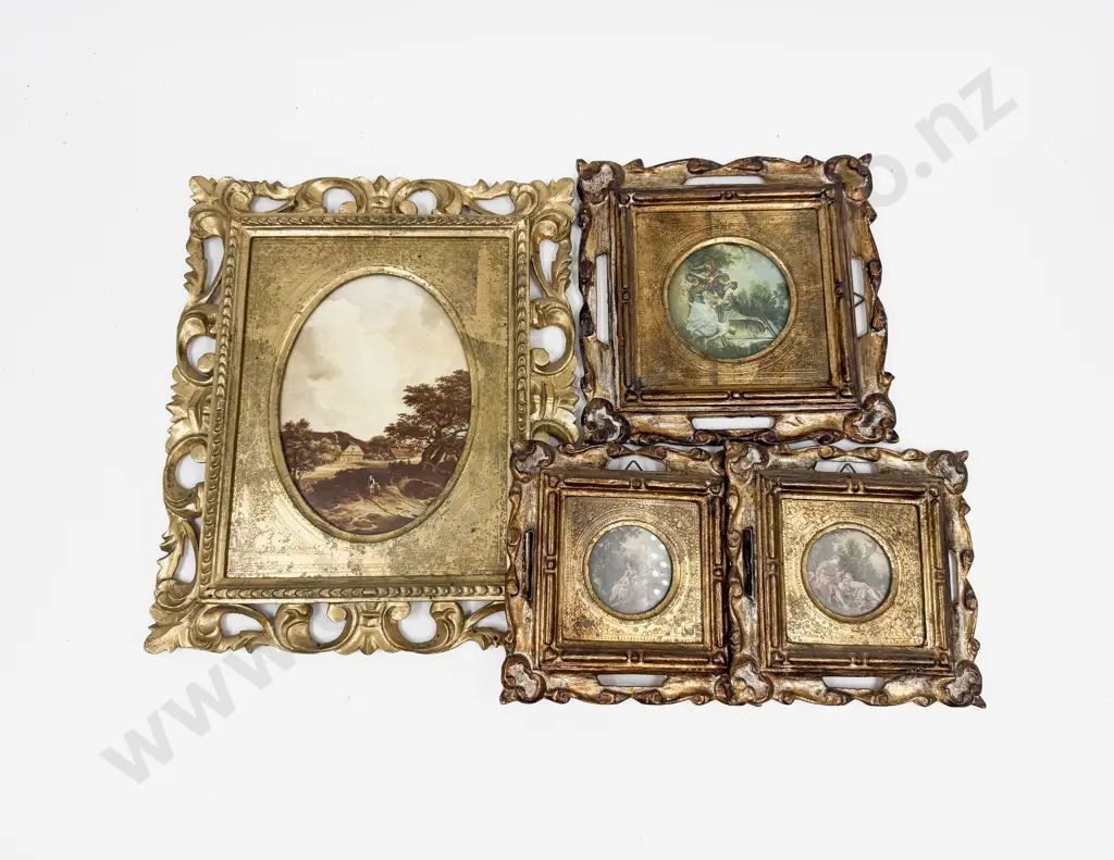 Set of Three (Comprising of Pair & One Larger) Ornate Photo Frames together with Large Gilt Framed Example Image 1++