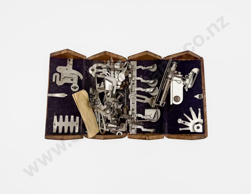 Vintage Folding Case of Assorted Sewing Machine Accessories Image 1++
