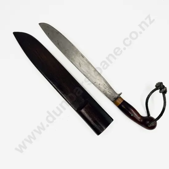 Vintage Malaysian Machete with Hardwood Sheath