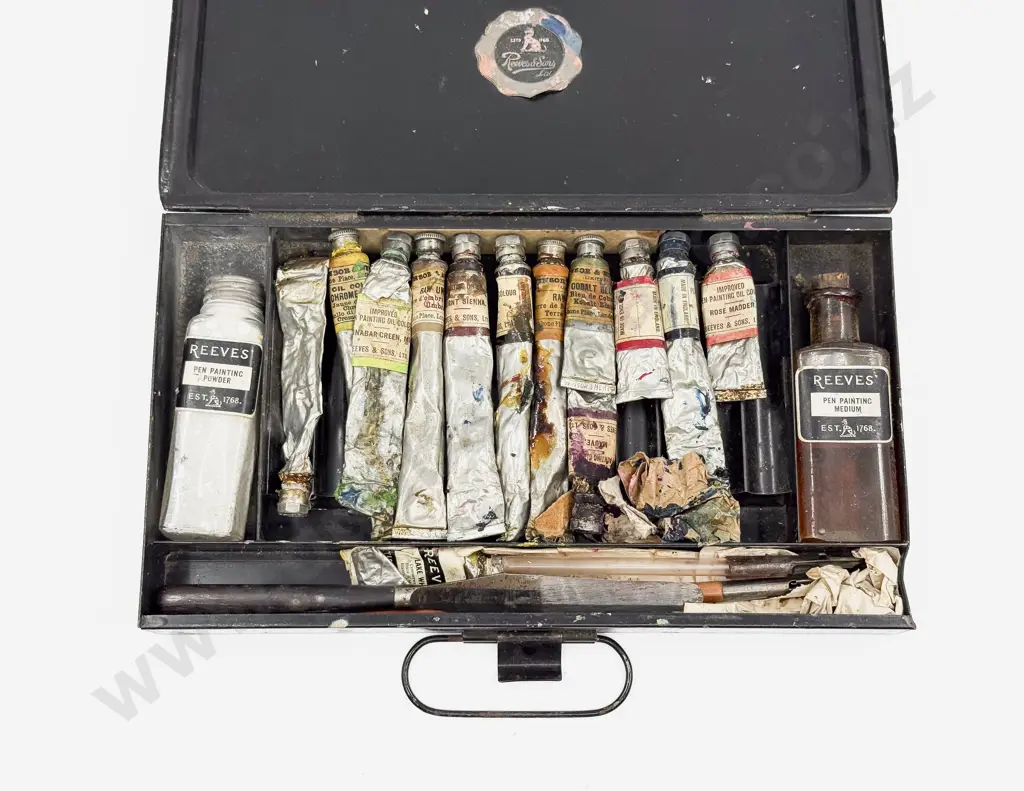 Vintage Metal Case of Assorted Paint Supplies Image 1++