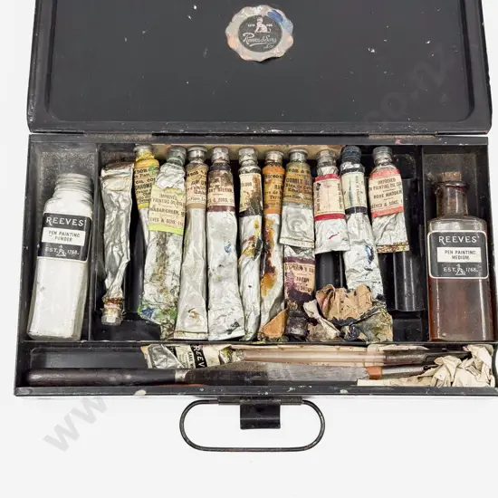 Vintage Metal Case of Assorted Paint Supplies