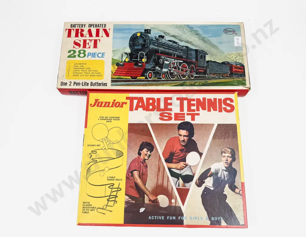 28 Piece Train Set with Boxed Junior Table Tennis Set Image 1++