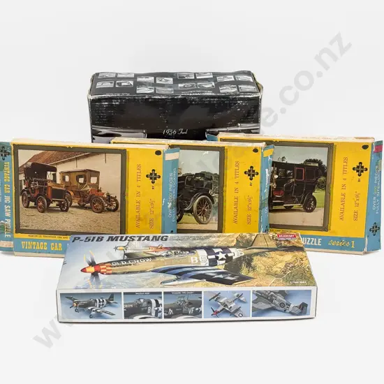 1956 Ford Thunderbird Diecast Model together with Kitset Plane & Three Assorted Jigsaw Puzzles