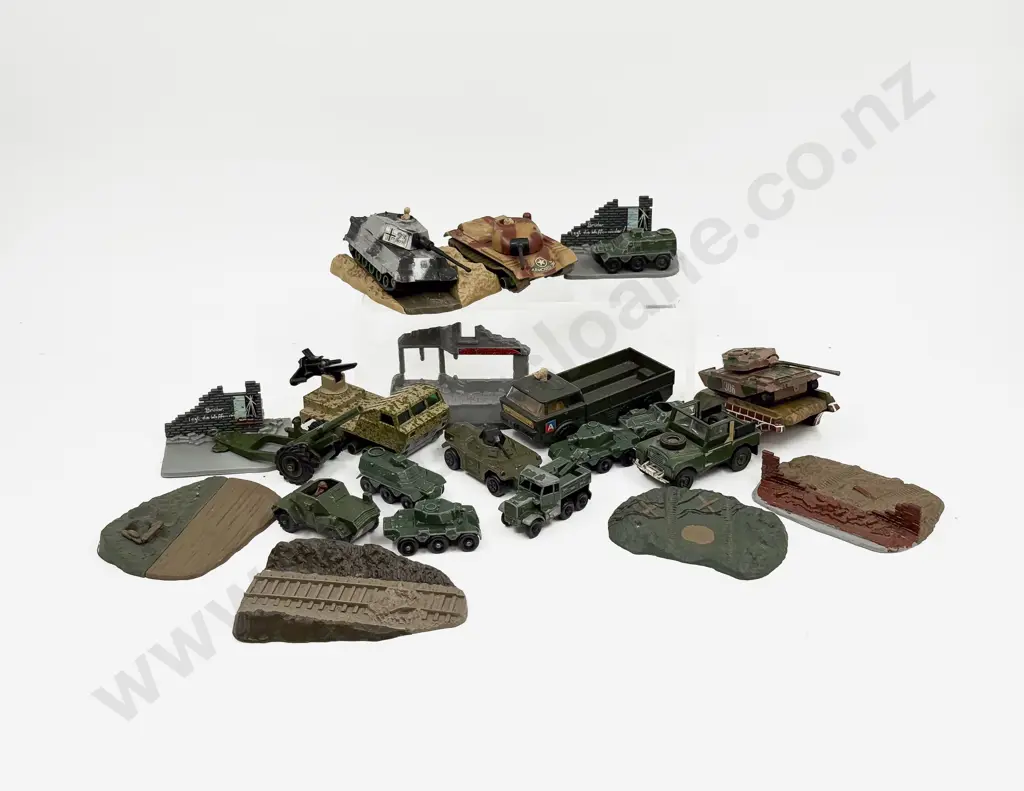Box Qty of Assorted Vintage Model Military Vehicles etc Image 1++