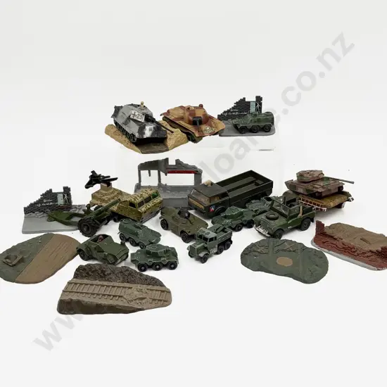 Box Qty of Assorted Vintage Model Military Vehicles etc