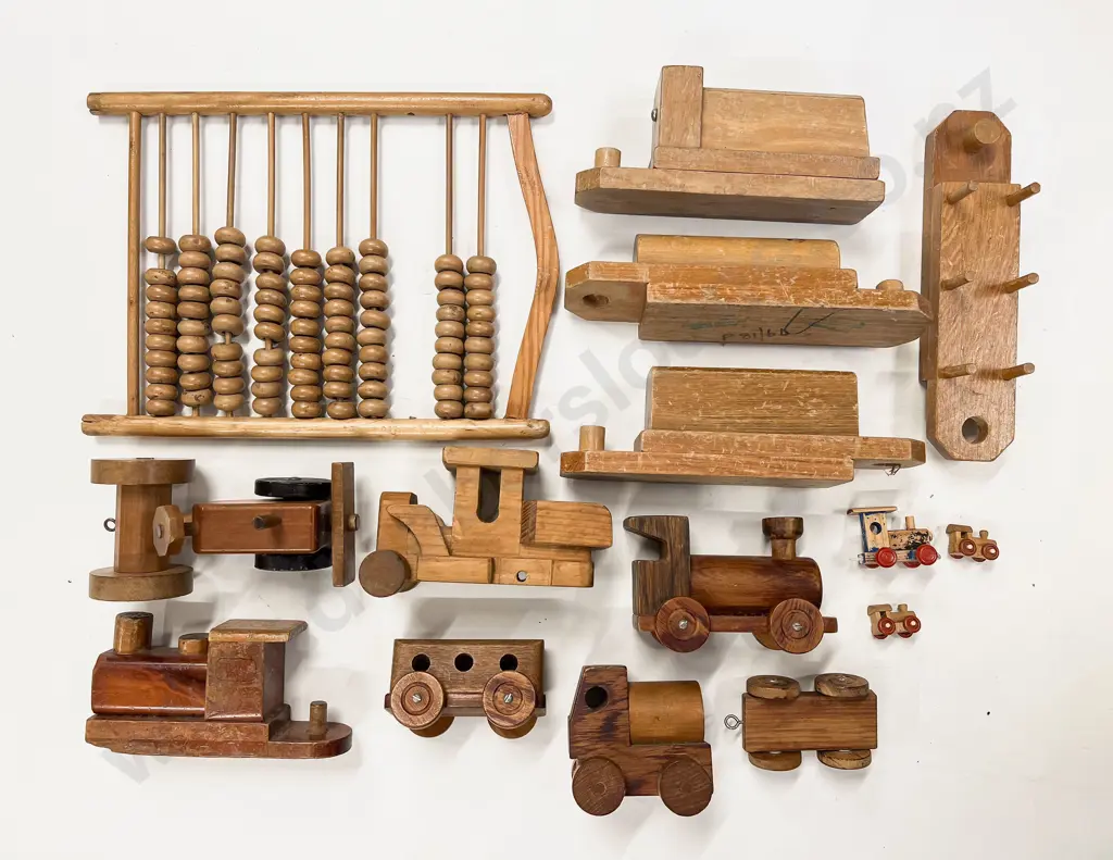 Box Qty of Assorted Vintage Wooden Toys Image 1++