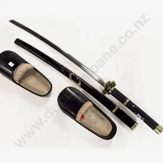 Reproduction Samurai Sword together with Japanese Asagutsu Shoes