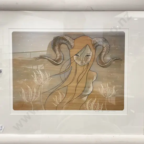 Indistinctly Signed - Horned Mermaid - Ltd Edition Print