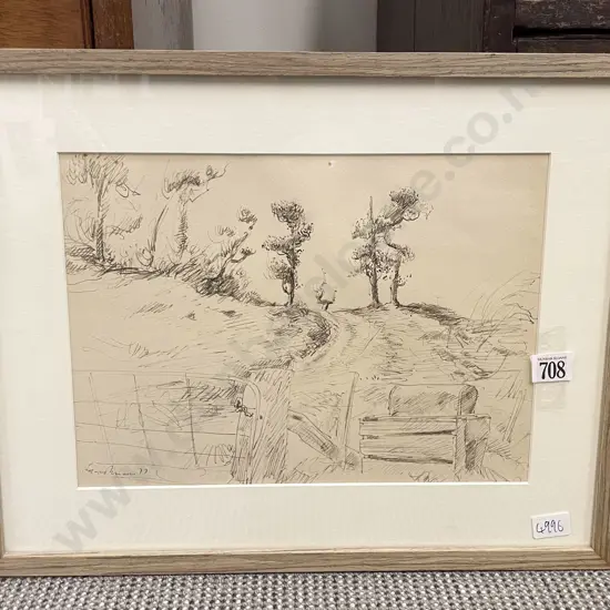 Eric Lee-Johson - Farm Gate Scene - Ink on Paper