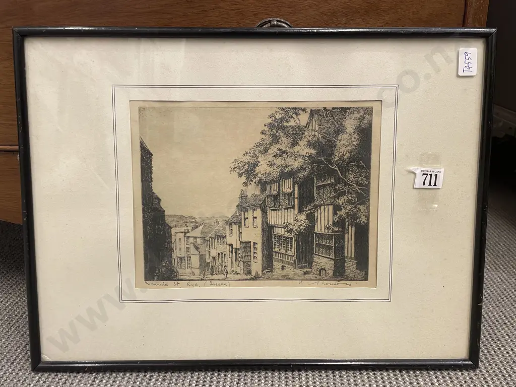 H. Thornton - "Mermaid Saint Rye (Sussex)" - Drypoint Etching Image 1++