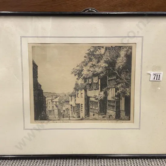 H. Thornton - "Mermaid Saint Rye (Sussex)" - Drypoint Etching