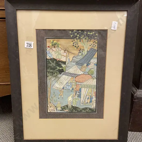 Indian Handpainted Figural Scene on Material