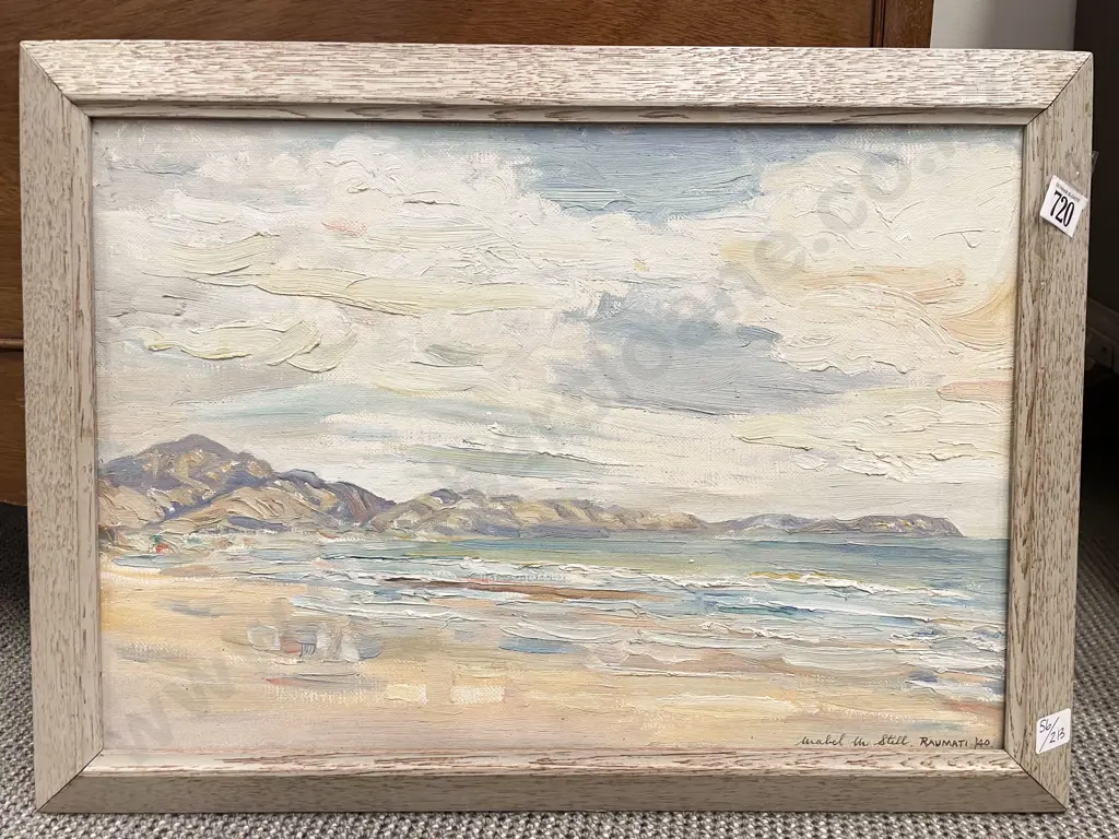 Mabel Still - Paraparaumu Beach Looking South - Oil on Board Image 1++
