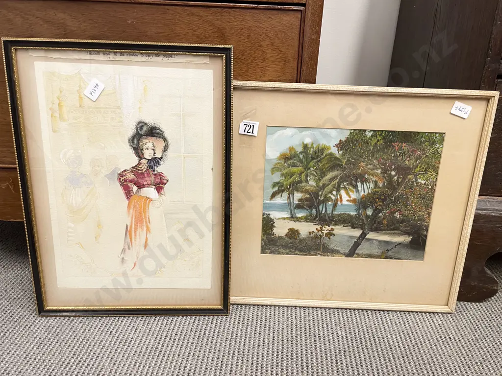 Signed S. C. Victorian Style Portrait Study (Unfinished) together with Jean Manning Oil Image 1++