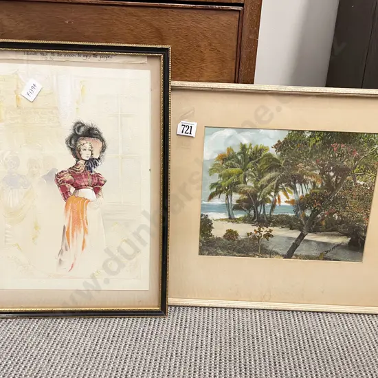 Signed S. C. Victorian Style Portrait Study (Unfinished) together with Jean Manning Oil