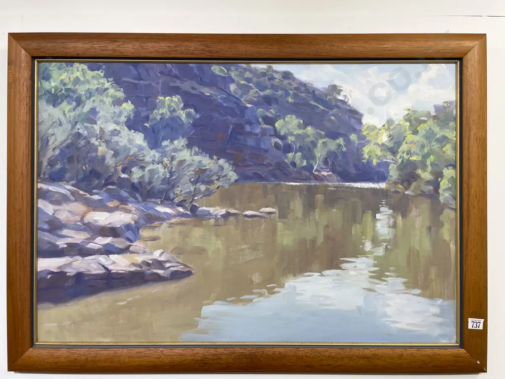 Unsigned - River Study - Oil on Board Image 1++
