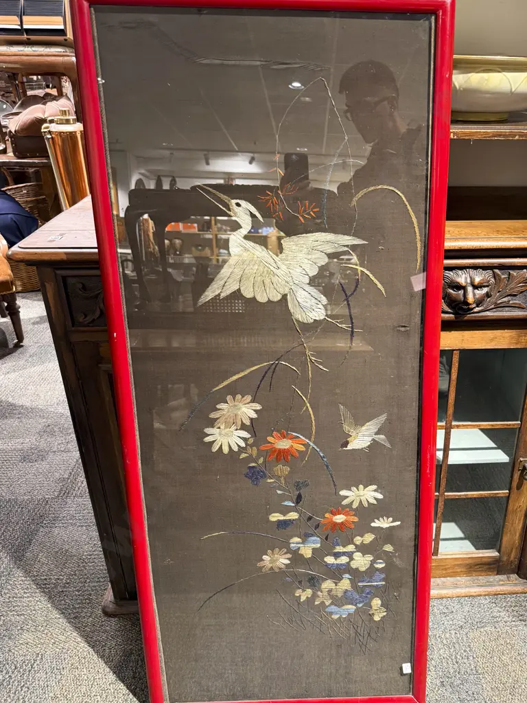 Large Chinese Framed Embroidery Image 1++