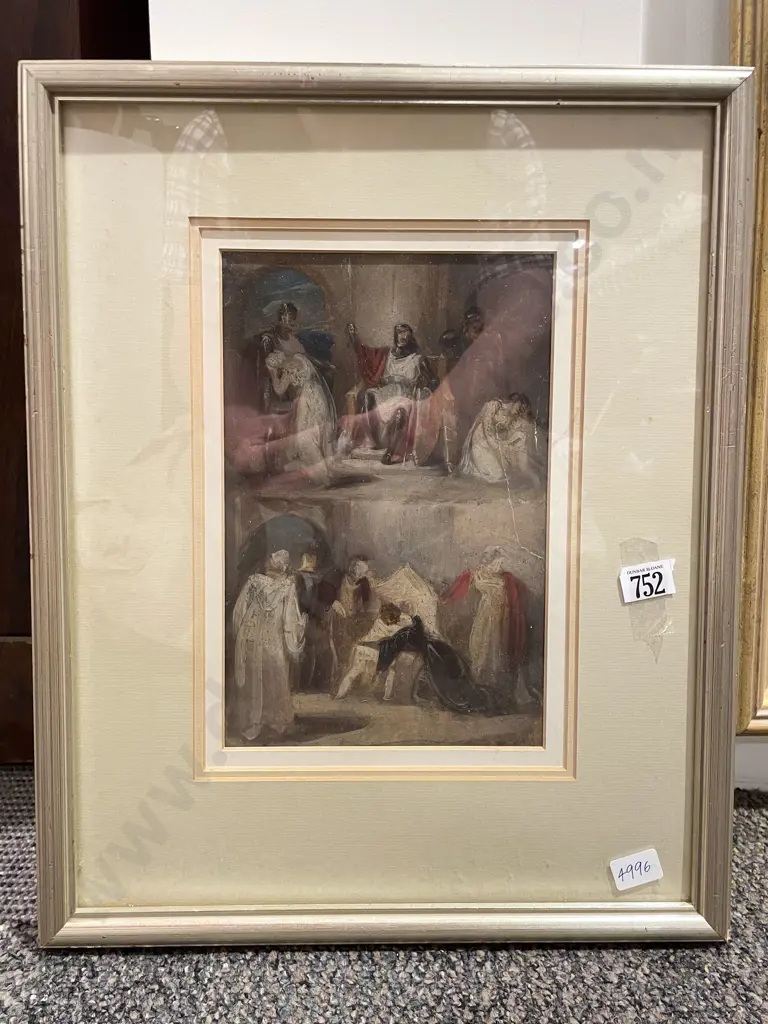 Unknown Artist - Depiction of Two Theatre Scenes - Gouache Image 1++