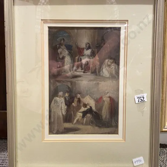 Unknown Artist - Depiction of Two Theatre Scenes - Gouache