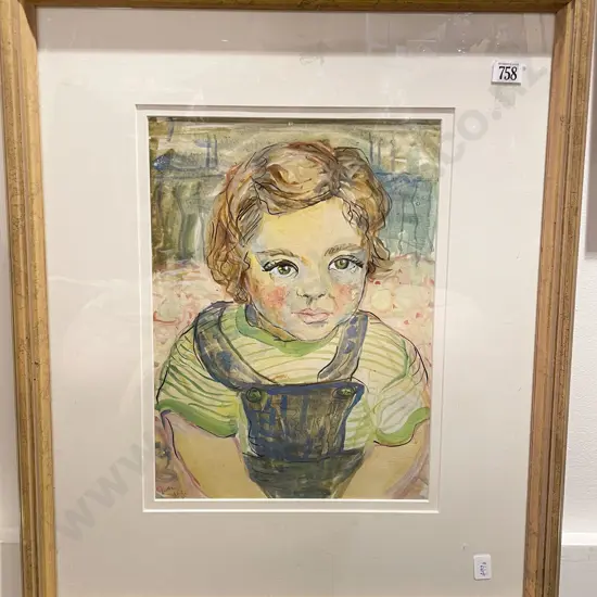Gabriel Hope - "Portrait of Diana (Aged 4)" - Watercolour