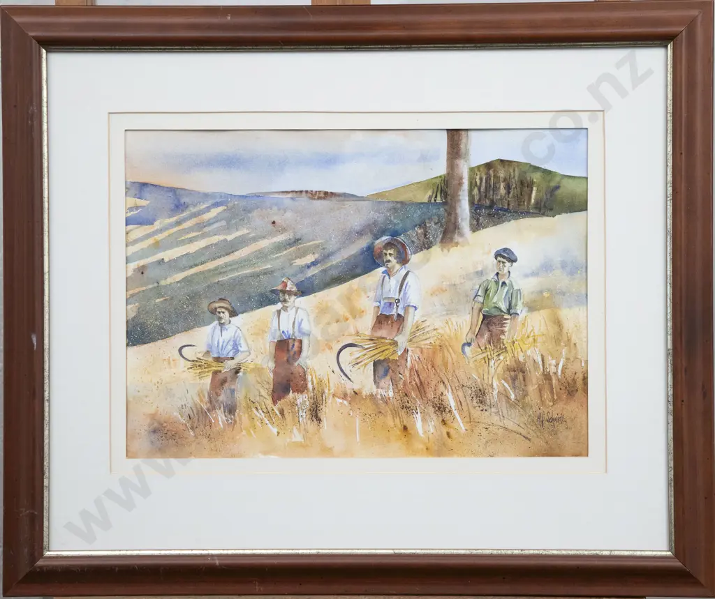 M. F. Schmidt - Farm Cropping Scene - Watercolour Image 1++