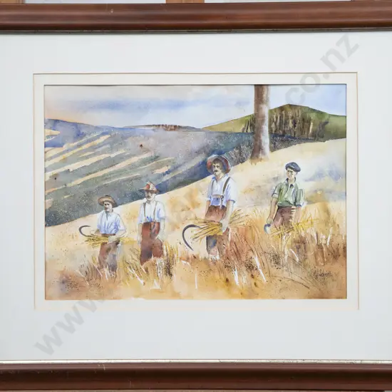 M. F. Schmidt - Farm Cropping Scene - Watercolour