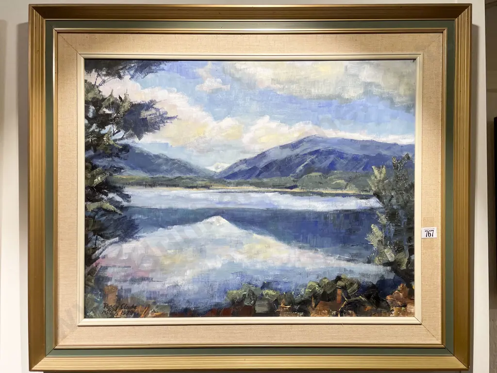 Peggy Clarke - Lakeside Landscape - Oil on Board Image 1++
