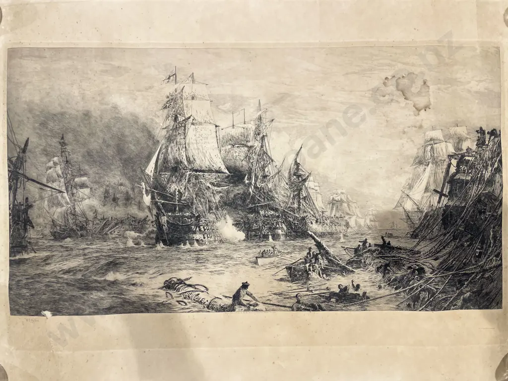 W. Wyllie Signed Loose Print together with Loose Map Image 1++