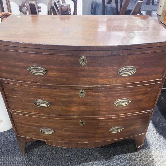 Regency Mahogany Bowfront Three Drawer Chest (A/F)