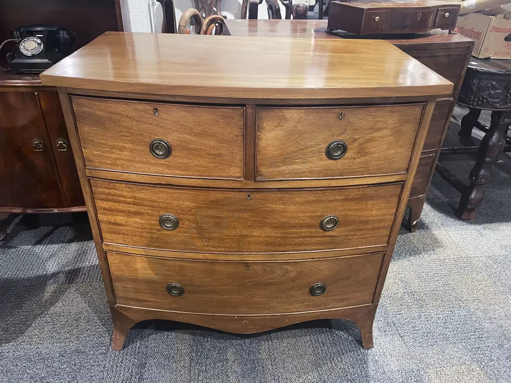 Regency Mahogany Bowfront Four Drawer Chest Image 1++