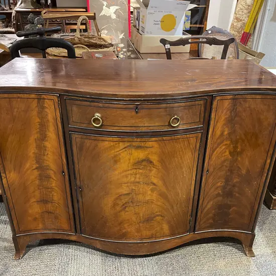 Regency Mahogany & Inlaid Serpentine Sideboard