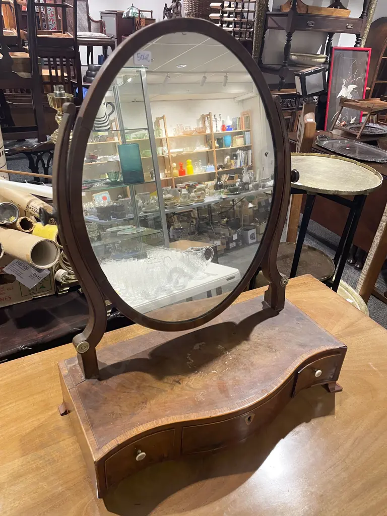 Regency Mahogany & Inlaid Swing Toilet Mirror Image 1++