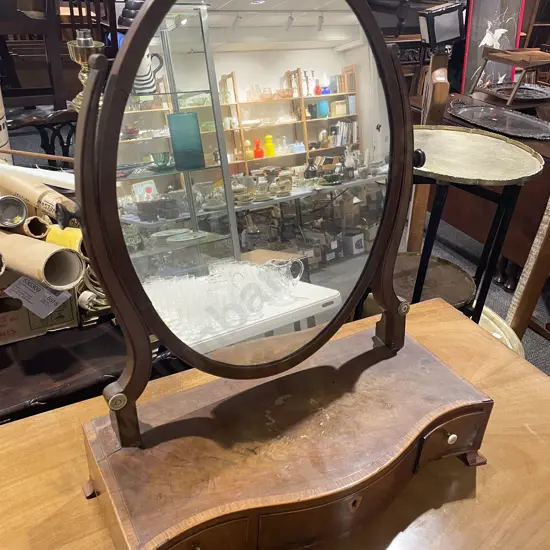 Regency Mahogany & Inlaid Swing Toilet Mirror