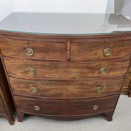 Regency Mahogany Bowfront Five Drawer Chest
