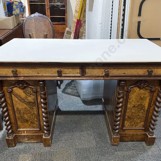 Vict Walnut Kneehole Desk by Gillows of Lancaster (No Top)